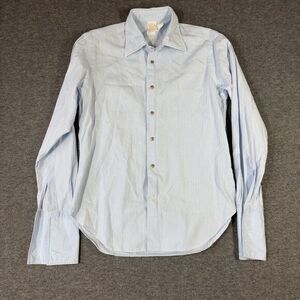 Authentic Replay Button Down Shirt Mens Chest 44" Light Blue French‎ Cuffs